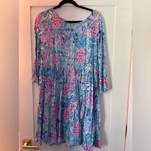 Lilly Pulitzer Blue and Pink Floral Dress